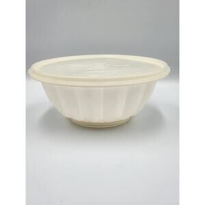 Vintage Tupperware Jel-N-Serve Jello Mold w/ Lid 820-4 Off-White Tulip Design C6